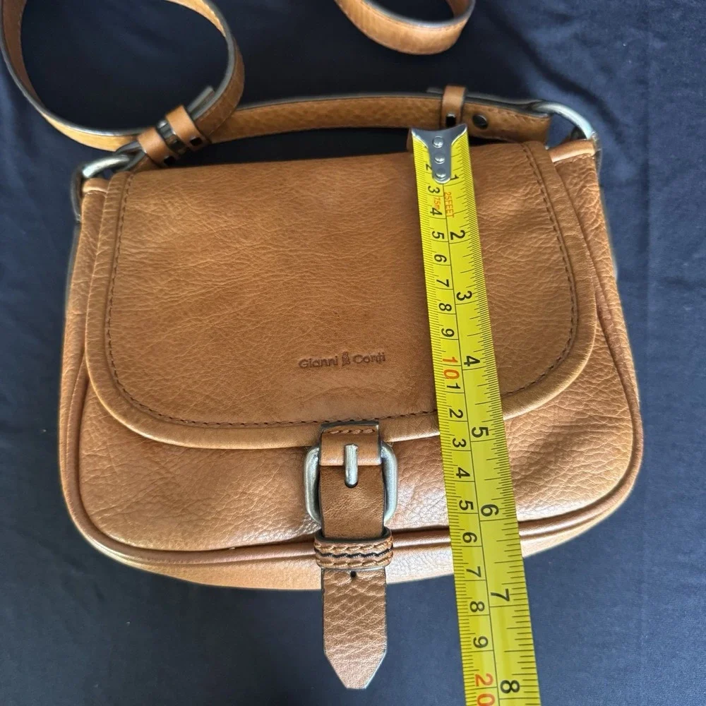 Gianni Conti Leather Crossbody Saddle Bag Made in Italy